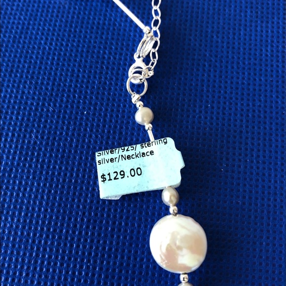 STERLING+ 100% WHITE FRESH WATER PEARL NECKLACE - Picture 2 of 7